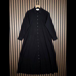 Xirena Shirt Dress Small Womens Black A Line Button Down 100% Cotton Maxi Collar